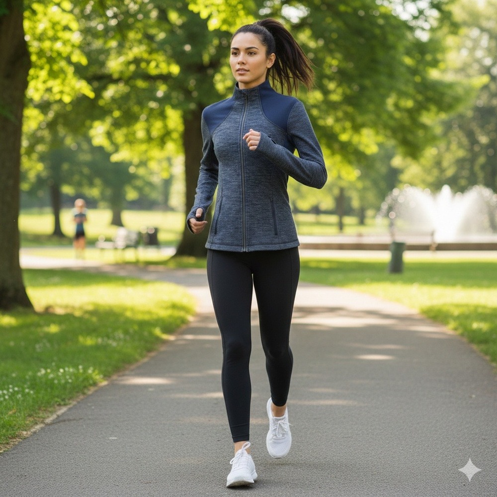 Lululemon Define Jacket Heathered Navy Full‎ Zip Thumbholes Size 8